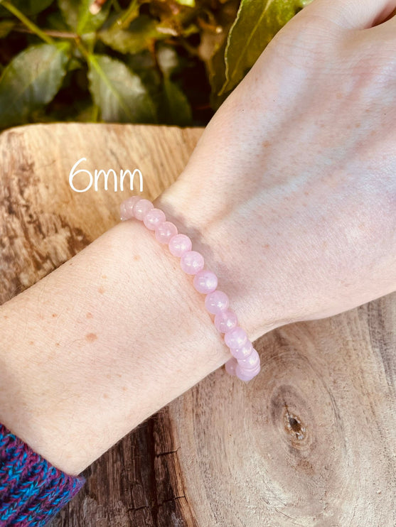 Rose Quartz Stone Bead Bracelet / Gemstone / Crystal / Natural / Chakras / Choose Size / Lithnotherapy / Quartz / Healing / Reiki