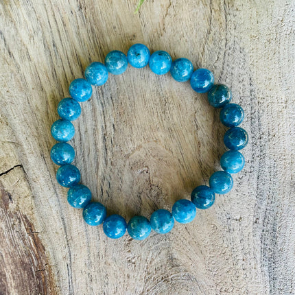 Blue Apatite Stone Bead Bracelet / Gemstone / Crystal / Natural / Chakras / Choose Size / Lithnotherapy / Quartz / Healing / Reiki