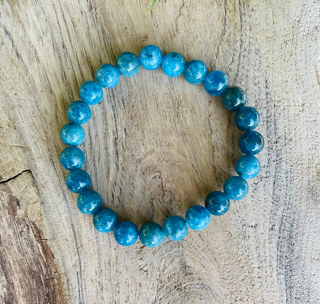 Blue Apatite Stone Bead Bracelet / Gemstone / Crystal / Natural / Chakras / Choose Size / Lithnotherapy / Quartz / Healing / Reiki