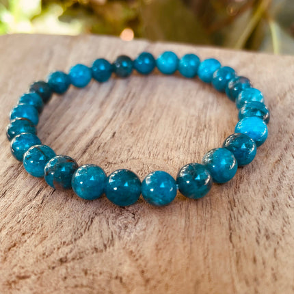 Blue Apatite Stone Bead Bracelet / Gemstone / Crystal / Natural / Chakras / Choose Size / Lithnotherapy / Quartz / Healing / Reiki