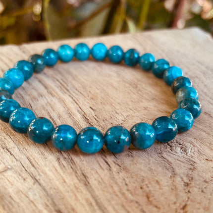 Blue Apatite Stone Bead Bracelet / Gemstone / Crystal / Natural / Chakras / Choose Size / Lithnotherapy / Quartz / Healing / Reiki