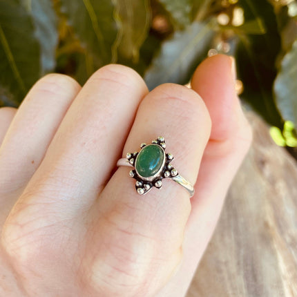 Green Onyx and Silver Ring / Boho / Ethnic / Rustic / Tribal / Gypsy / Festival / Indian / Festival 