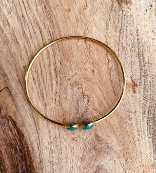 Turquoise Bangle Brass Bracelet / Ethnic / Rustic / Bohemian / Hippie / Gypsy / Psy / Chic / Jewellery / Body / Adjustable