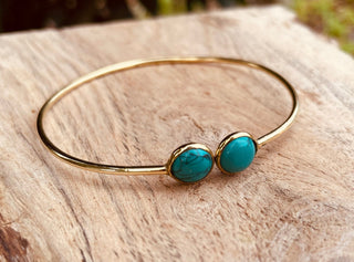 Turquoise Bangle Brass Bracelet / Ethnic / Rustic / Bohemian / Hippie / Gypsy / Psy / Chic / Jewellery / Body / Adjustable