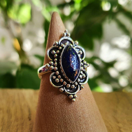 Lapis Lazuli Silver Ring / Large / Bohemian / Ethnic / Festival / BirthStone / Gypsy / Tribal / Boho / Hippie / Festival / Rustic / Psy