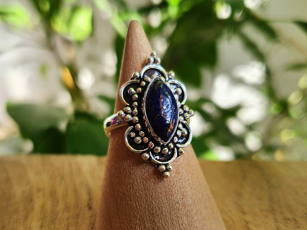 Lapis Lazuli Silver Ring / Large / Bohemian / Ethnic / Festival / BirthStone / Gypsy / Tribal / Boho / Hippie / Festival / Rustic / Psy