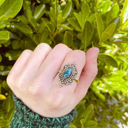 Labradorite Ring Ethnic style Brass / Boho / Bohemian / Psy / Rustic / Tribal / Gypsy / Festival / Healing / Festival