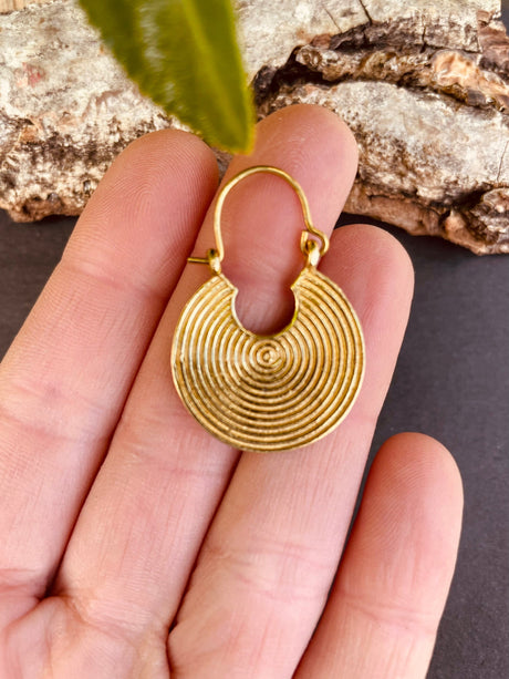 Small Boho Brass Ethnic Earrings; Tribal, Geometric, Small, Rustic, Yoga, Hippie, Gypsy, Pretty, Ssy, Boho, Bohemian, Festival