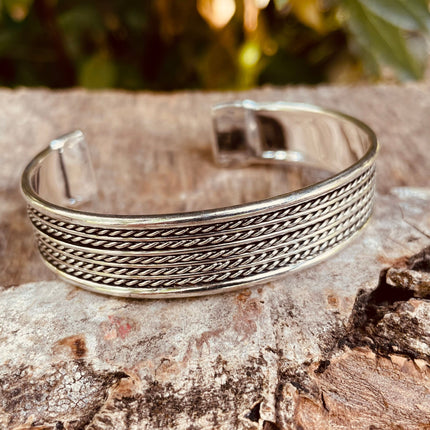 Silver Cuff Bracelet / Boho / Ethnic / Rustic / Bohemian / Hippie / Gypsy / Jewellery / Adjustable