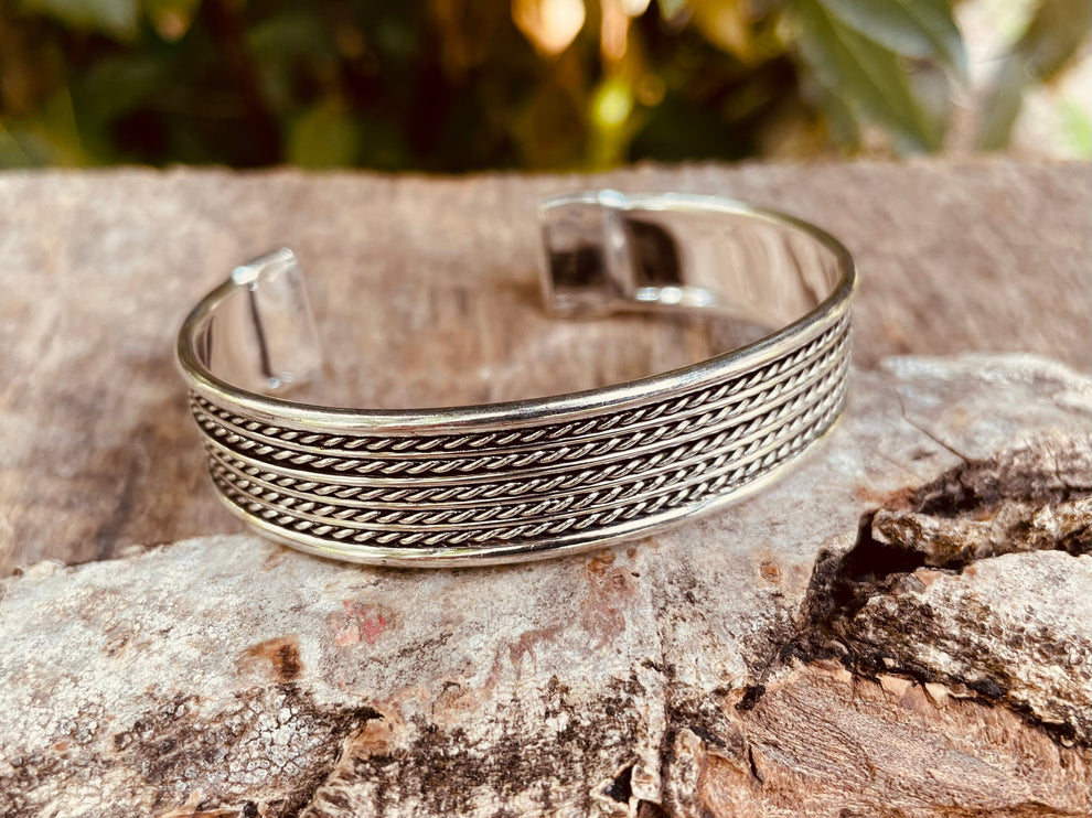 Silver Cuff Bracelet / Boho / Ethnic / Rustic / Bohemian / Hippie / Gypsy / Jewellery / Adjustable