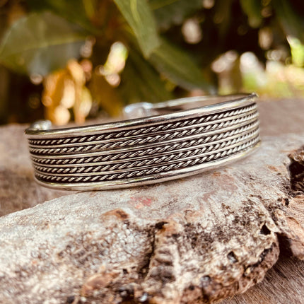 Silver Cuff Bracelet / Boho / Ethnic / Rustic / Bohemian / Hippie / Gypsy / Jewellery / Adjustable