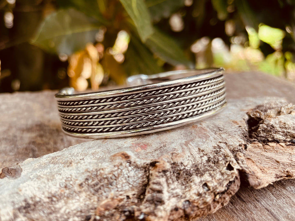 Silver Cuff Bracelet / Boho / Ethnic / Rustic / Bohemian / Hippie / Gypsy / Jewellery / Adjustable