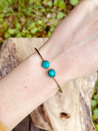 Turquoise Bangle Brass Bracelet / Ethnic / Rustic / Bohemian / Hippie / Gypsy / Psy / Chic / Jewellery / Body / Adjustable