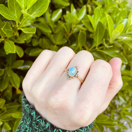 Bohemian Moonstone Ring / Hippie / Boho / Ethnic / Rustic / Tribal / Gypsy / Festival / Healing / Festival / Small