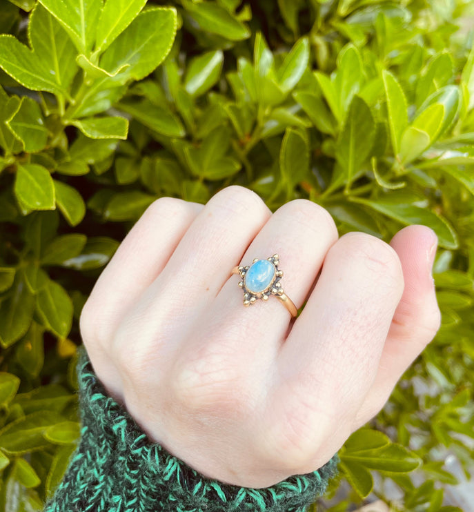 Bohemian Moonstone Ring / Hippie / Boho / Ethnic / Rustic / Tribal / Gypsy / Festival / Healing / Festival / Small