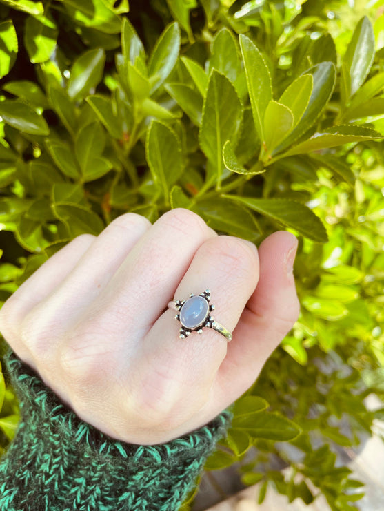 Rose Quartz Silver Ring / Crystal Healing / Boho / Ethnic / Rustic / Festival / Tribal / Blue / Hippie / Gypsy / Psy / Stone / Healing