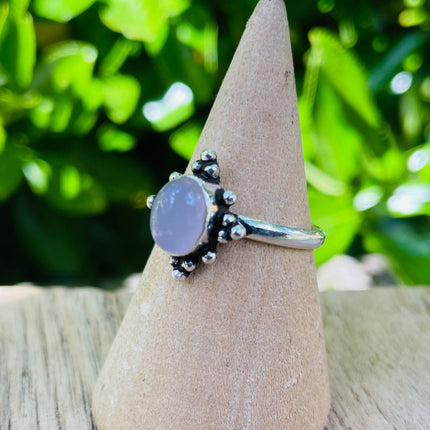 Rose Quartz Silver Ring / Crystal Healing / Boho / Ethnic / Rustic / Festival / Tribal / Blue / Hippie / Gypsy / Psy / Stone / Healing