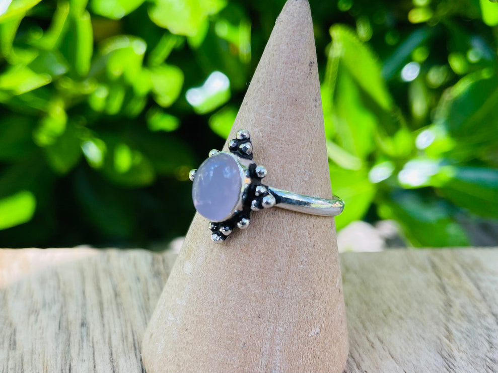 Rose Quartz Silver Ring / Crystal Healing / Boho / Ethnic / Rustic / Festival / Tribal / Blue / Hippie / Gypsy / Psy / Stone / Healing