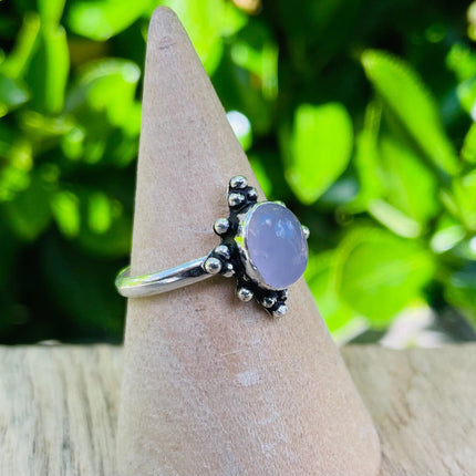 Rose Quartz Silver Ring / Crystal Healing / Boho / Ethnic / Rustic / Festival / Tribal / Blue / Hippie / Gypsy / Psy / Stone / Healing