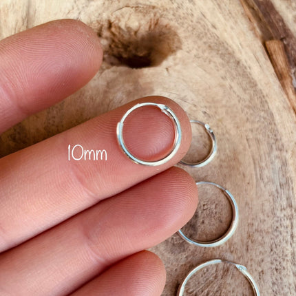 Sterling Silver 925 Clicker Hoops / Pure Silver Earrings / Dainty / Ethnic Boho Bohemian Marriage Bridal Jewelry Hippie Hiphop Festival