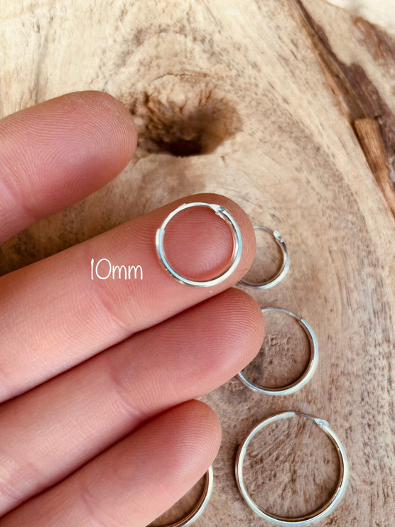 Sterling Silver 925 Clicker Hoops / Pure Silver Earrings / Dainty / Ethnic Boho Bohemian Marriage Bridal Jewelry Hippie Hiphop Festival