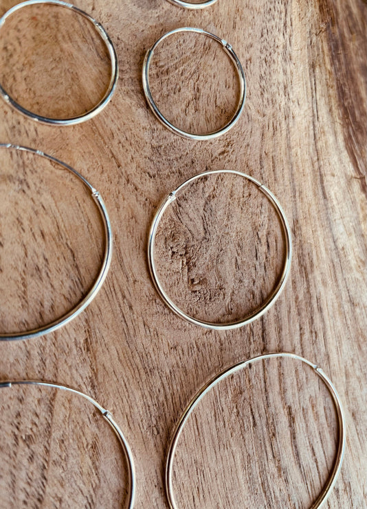 Sterling Silver 925 Clicker Hoops / Pure Silver Earrings / Dainty / Ethnic Boho Bohemian Marriage Bridal Jewelry Hippie Hiphop Festival