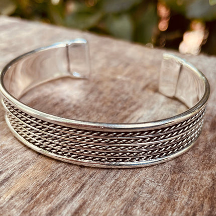 Silver Cuff Bracelet / Boho / Ethnic / Rustic / Bohemian / Hippie / Gypsy / Jewellery / Adjustable