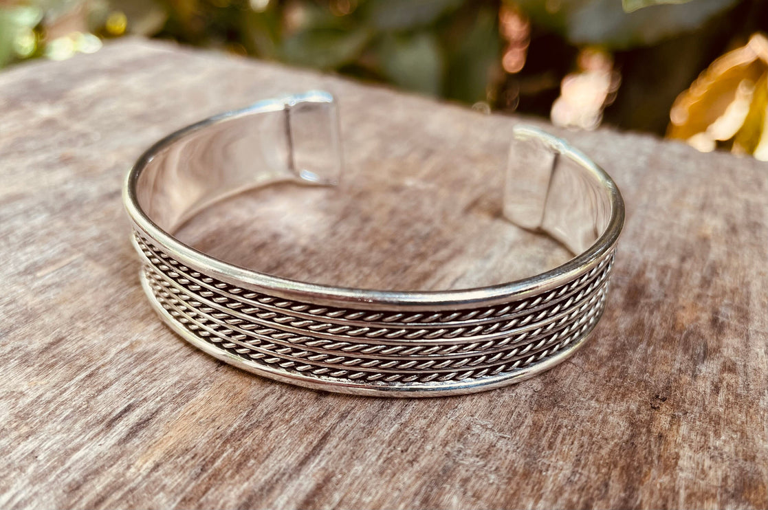 Silver Cuff Bracelet / Boho / Ethnic / Rustic / Bohemian / Hippie / Gypsy / Jewellery / Adjustable