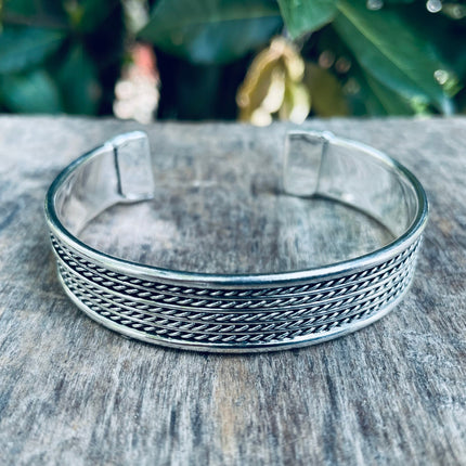 Silver Cuff Bracelet / Boho / Ethnic / Rustic / Bohemian / Hippie / Gypsy / Jewellery / Adjustable