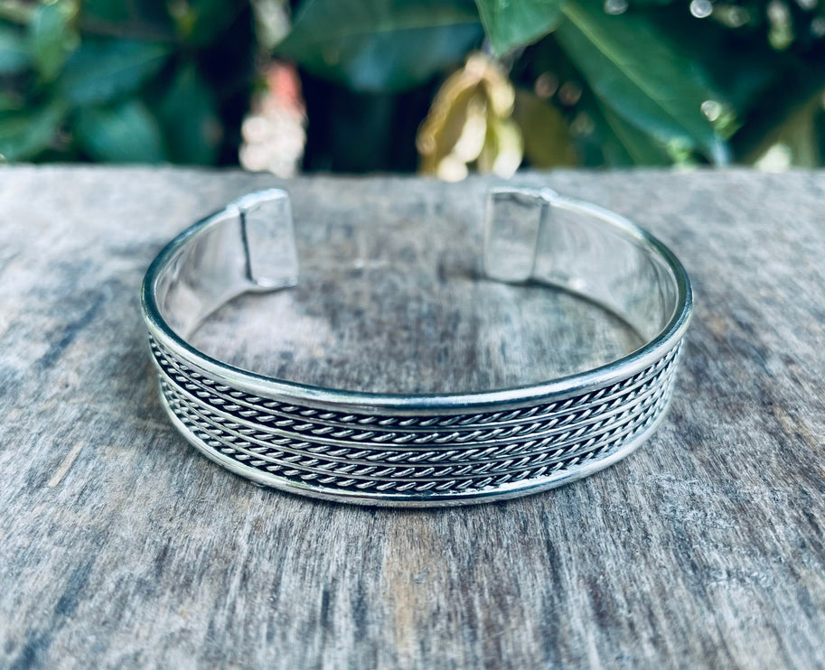 Silver Cuff Bracelet / Boho / Ethnic / Rustic / Bohemian / Hippie / Gypsy / Jewellery / Adjustable