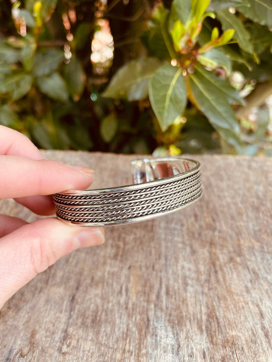 Silver Cuff Bracelet / Boho / Ethnic / Rustic / Bohemian / Hippie / Gypsy / Jewellery / Adjustable