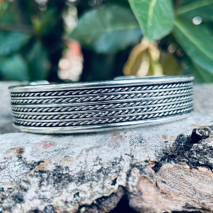 Silver Cuff Bracelet / Boho / Ethnic / Rustic / Bohemian / Hippie / Gypsy / Jewellery / Adjustable