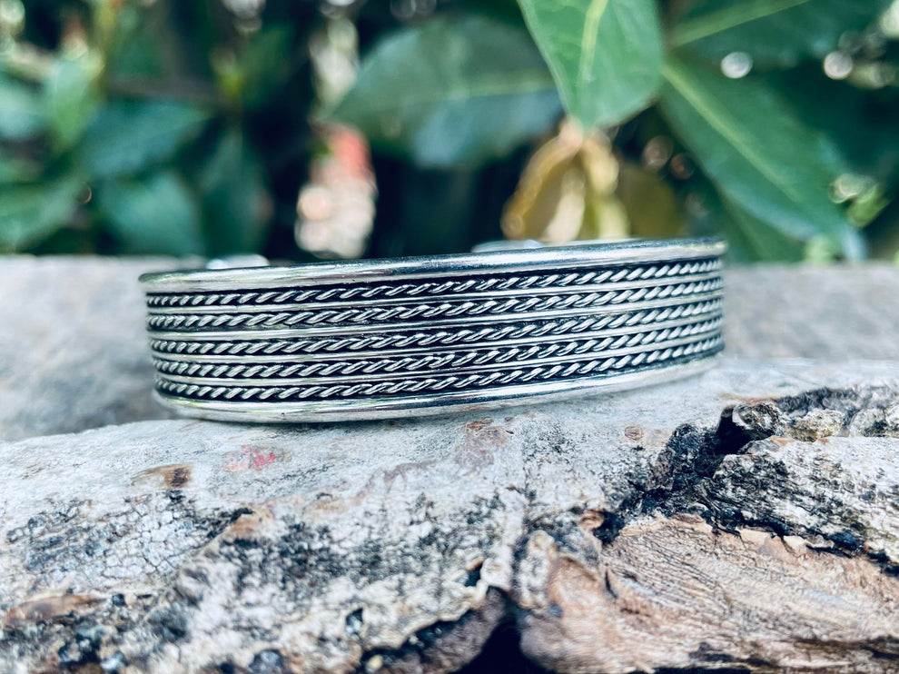 Silver Cuff Bracelet / Boho / Ethnic / Rustic / Bohemian / Hippie / Gypsy / Jewellery / Adjustable