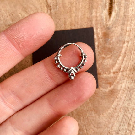 Mini Boho Sterling Silver 925 Hoop Earrings; Clicker Jewellery, Small, Rustic, Yoga, Hippie, Gypsy, Pretty, Ssy, Boho, Bohemian, Festival