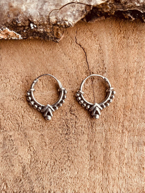 Mini Boho Sterling Silver 925 Hoop Earrings; Clicker Jewellery, Small, Rustic, Yoga, Hippie, Gypsy, Pretty, Ssy, Boho, Bohemian, Festival