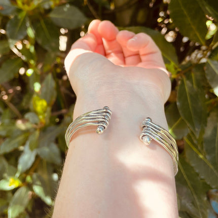 Textured Silver Cuff Bracelet / Boho / Ethnic / Rustic / Bohemian / Hippie / Gypsy / Jewellery / Adjustable