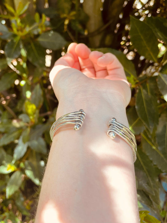 Textured Silver Cuff Bracelet / Boho / Ethnic / Rustic / Bohemian / Hippie / Gypsy / Jewellery / Adjustable