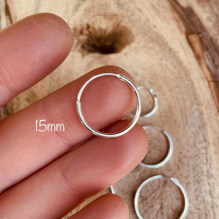 Sterling Silver 925 Clicker Hoops / Pure Silver Earrings / Dainty / Ethnic Boho Bohemian Marriage Bridal Jewelry Hippie Hiphop Festival