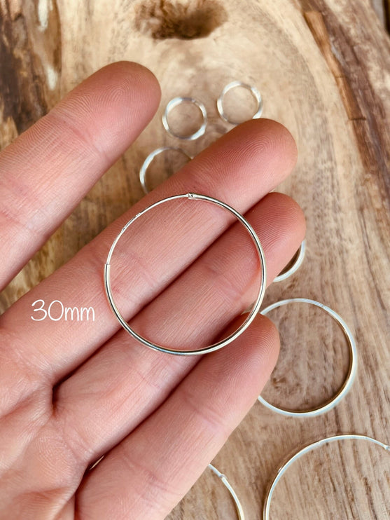 Sterling Silver 925 Clicker Hoops / Pure Silver Earrings / Dainty / Ethnic Boho Bohemian Marriage Bridal Jewelry Hippie Hiphop Festival