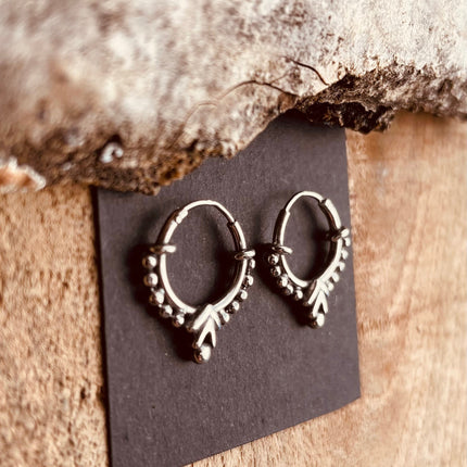 Mini Boho Sterling Silver 925 Hoop Earrings; Clicker Jewellery, Small, Rustic, Yoga, Hippie, Gypsy, Pretty, Ssy, Boho, Bohemian, Festival