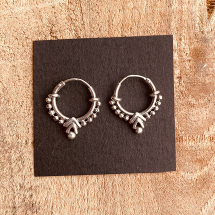 Mini Boho Sterling Silver 925 Hoop Earrings; Clicker Jewellery, Small, Rustic, Yoga, Hippie, Gypsy, Pretty, Ssy, Boho, Bohemian, Festival