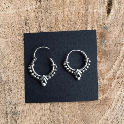 Mini Boho Sterling Silver 925 Hoop Earrings; Clicker Jewellery, Small, Rustic, Yoga, Hippie, Gypsy, Pretty, Ssy, Boho, Bohemian, Festival