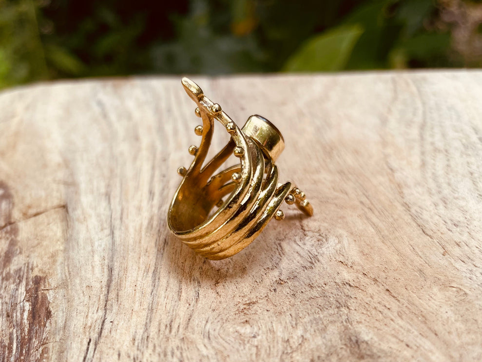 Tiger Eye Ring Brass Bohemian Jewellery / Hippie / Boho / Ethnic / Rustic / Tribal / Gypsy / Festival / Healing / Festival / Small