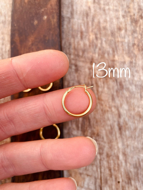 Gold French Lock Hoops Sterling Silver 925 / Pure Silver Earrings / Dainty / Ethnic Boho Bohemian Marriage Hippie Hiphop Festival