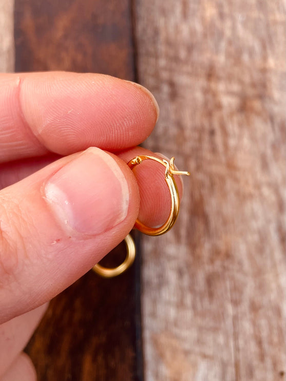 Gold French Lock Hoops Sterling Silver 925 / Pure Silver Earrings / Dainty / Ethnic Boho Bohemian Marriage Hippie Hiphop Festival