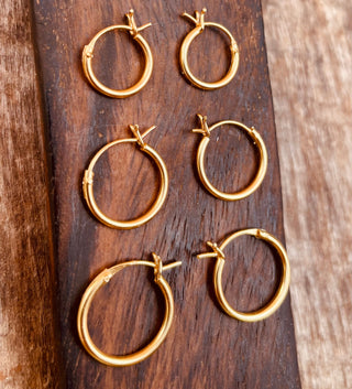 Gold French Lock Hoops Sterling Silver 925 / Pure Silver Earrings / Dainty / Ethnic Boho Bohemian Marriage Hippie Hiphop Festival