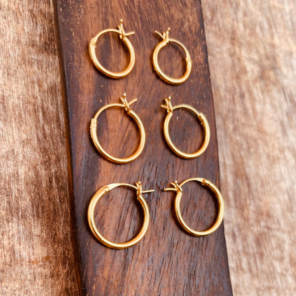 Gold French Lock Hoops Sterling Silver 925 / Pure Silver Earrings / Dainty / Ethnic Boho Bohemian Marriage Hippie Hiphop Festival