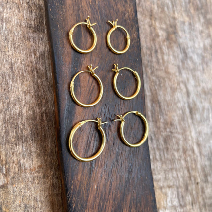 Gold French Lock Hoops Sterling Silver 925 / Pure Silver Earrings / Dainty / Ethnic Boho Bohemian Marriage Hippie Hiphop Festival