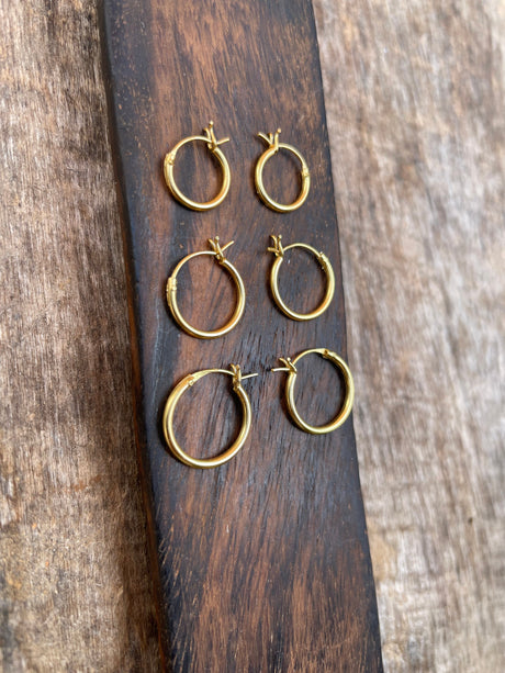 Gold French Lock Hoops Sterling Silver 925 / Pure Silver Earrings / Dainty / Ethnic Boho Bohemian Marriage Hippie Hiphop Festival