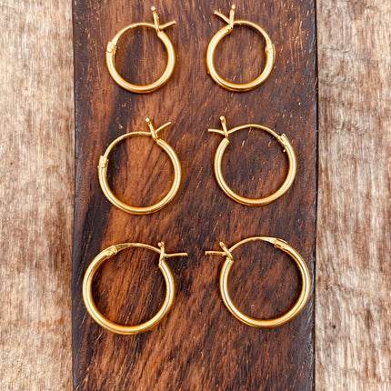 Gold French Lock Hoops Sterling Silver 925 / Pure Silver Earrings / Dainty / Ethnic Boho Bohemian Marriage Hippie Hiphop Festival